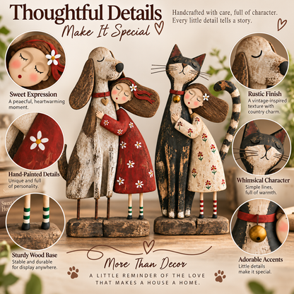 Girl &amp; Her Best Friend Folk Art Figurine