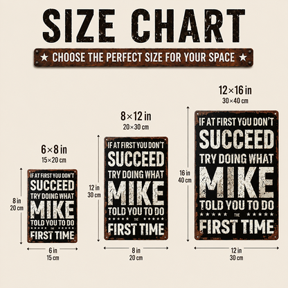 Funny "If At First You Don't Succeed" Vintage Wall Sign