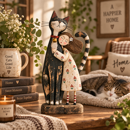 Girl &amp; Her Best Friend Folk Art Figurine