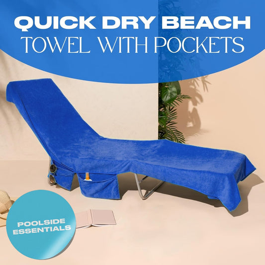🌞🌊Sun Lounger Towel in Bag with Pockets Storage