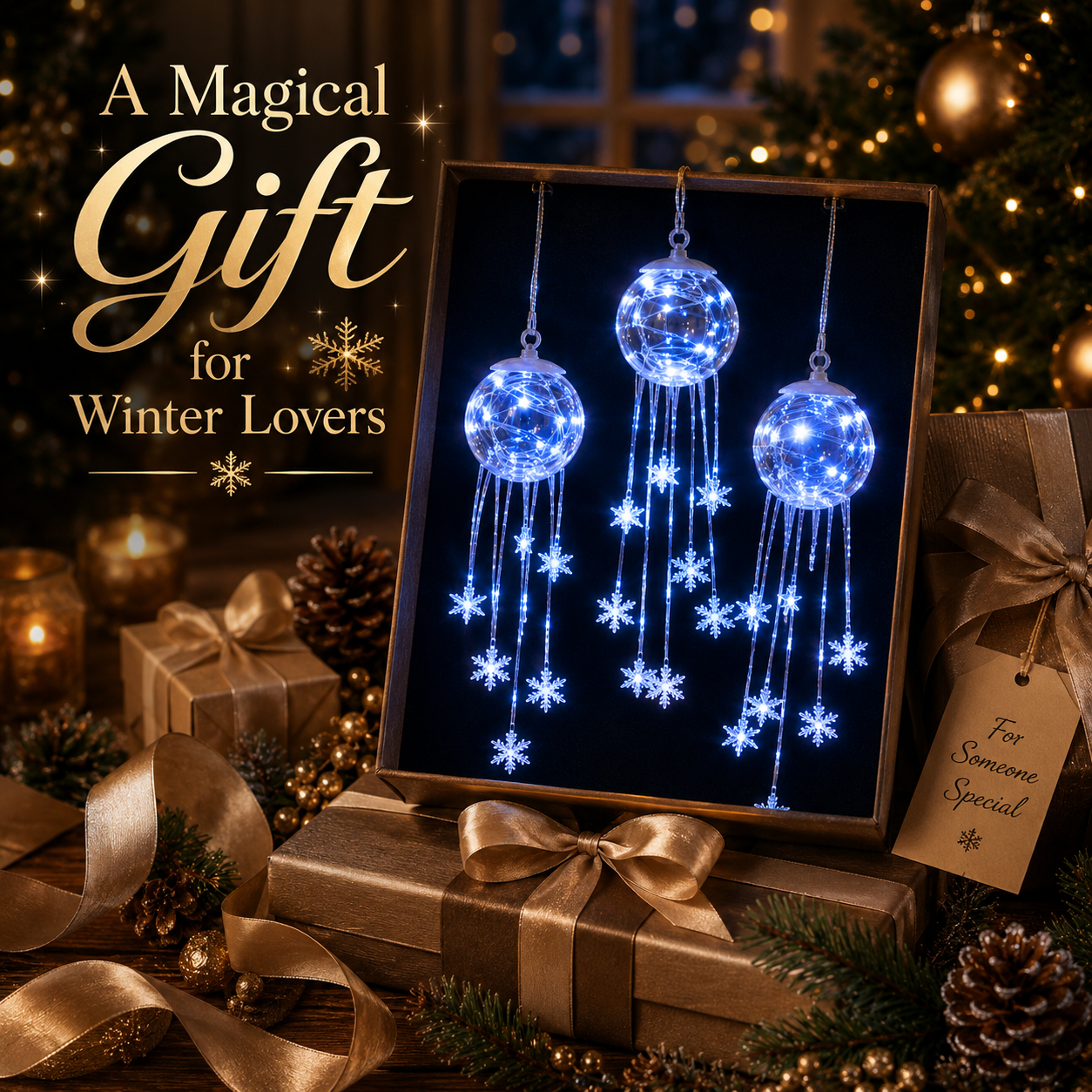 Winter Magic Snowflake Cascade – LED Hanging Christmas Ornament❄️