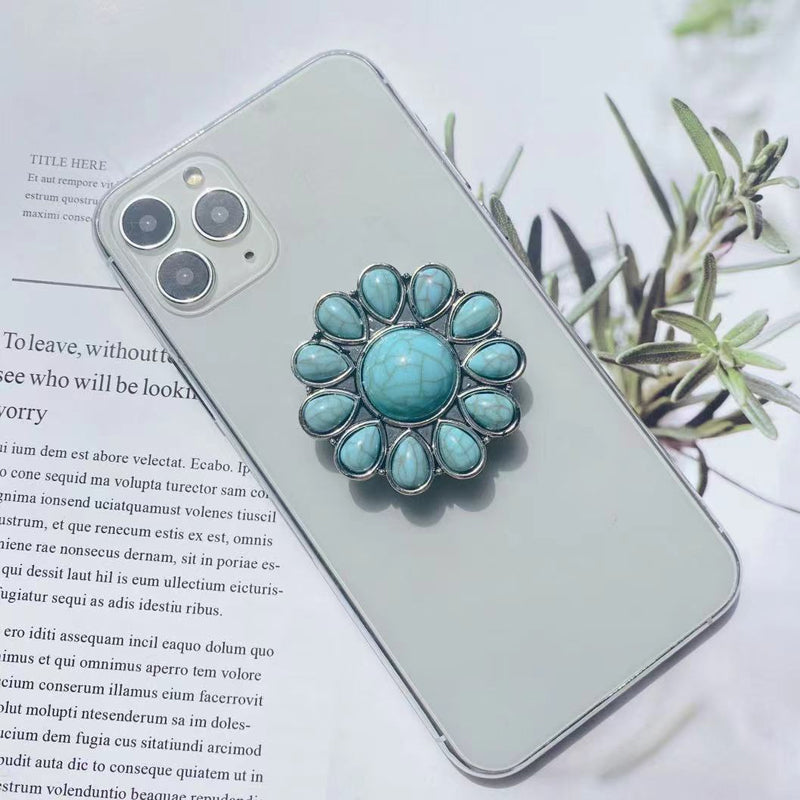 🌵 Desert Bloom Grip – Vintage Turquoise Pop Socket for Soulful Souls