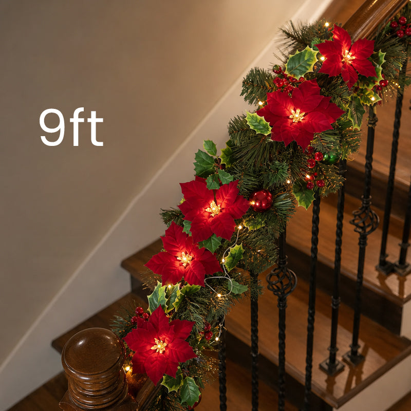 Christmas Poinsettia LED Flower String Lights