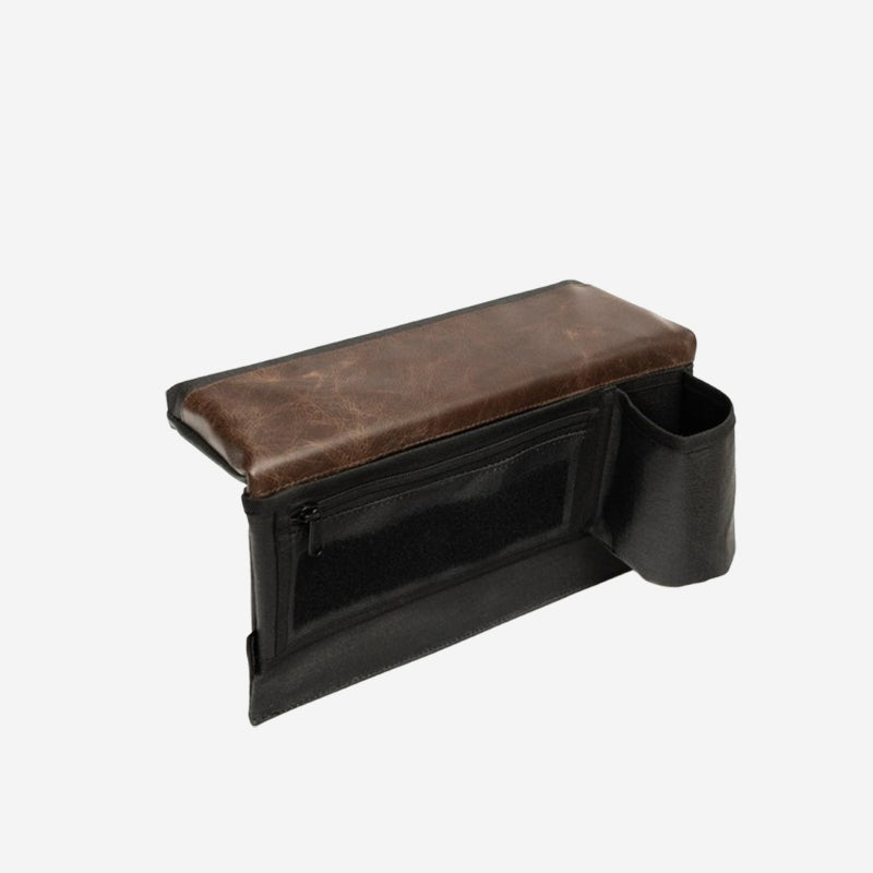 Multifunctional Car Door Armrest & Cup Holder with Storage Pouch - Soft Leather Elbow Support for Long Drives