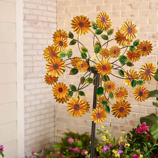 ☀️🌀Temp-tations Outdoors Solar Wind Spinners with Decorative Flowers🌸(Includes bracket)