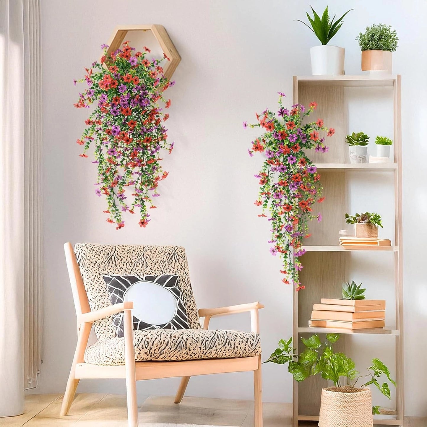 🌿Outdoor cascading daisy and eucalyptus flowers – UV resistant