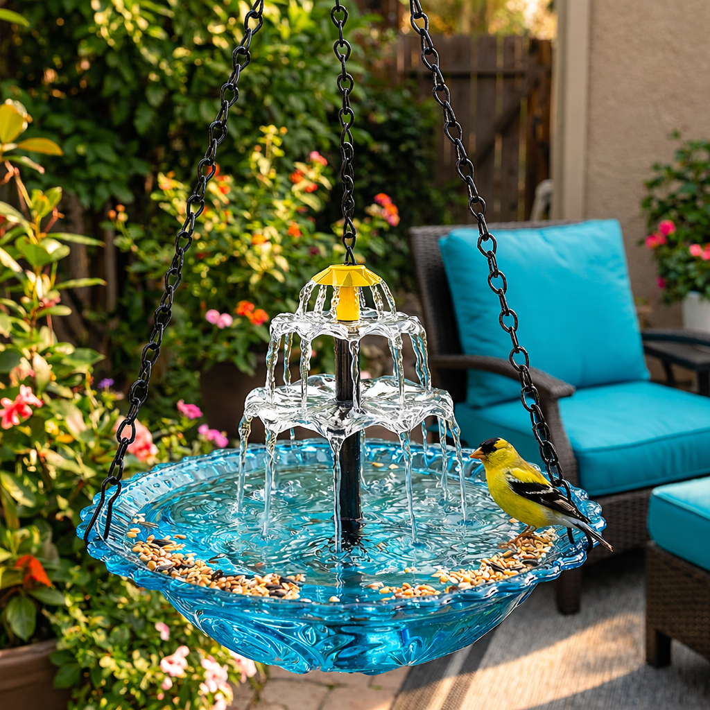 🔥🔥New Year 70% Off--Solar Cascade Hanging Bird Bath Fountain