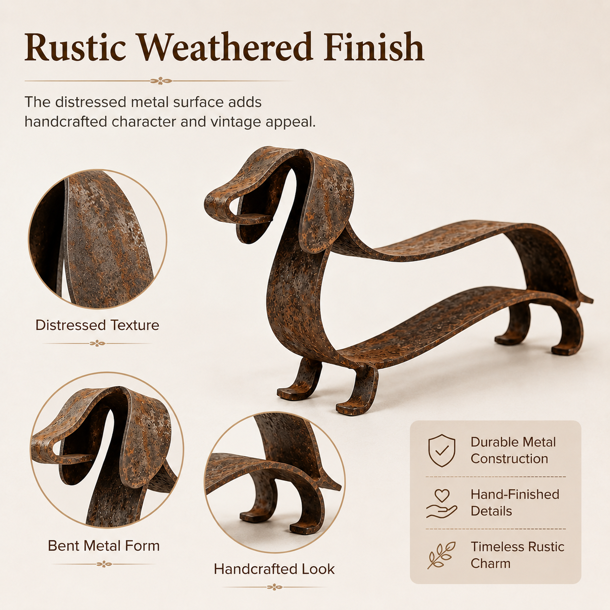 Rustic Dachshund Metal Sculpture