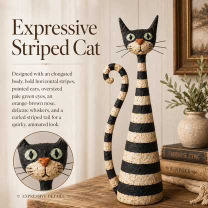 🐱🎨 Vintage Cat & Lady Sculpture Set — distressed charm for cosy corners