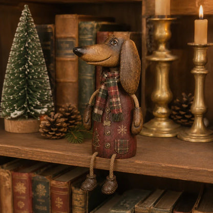 🏡Vintage Christmas Dachshund Shelf Sitter