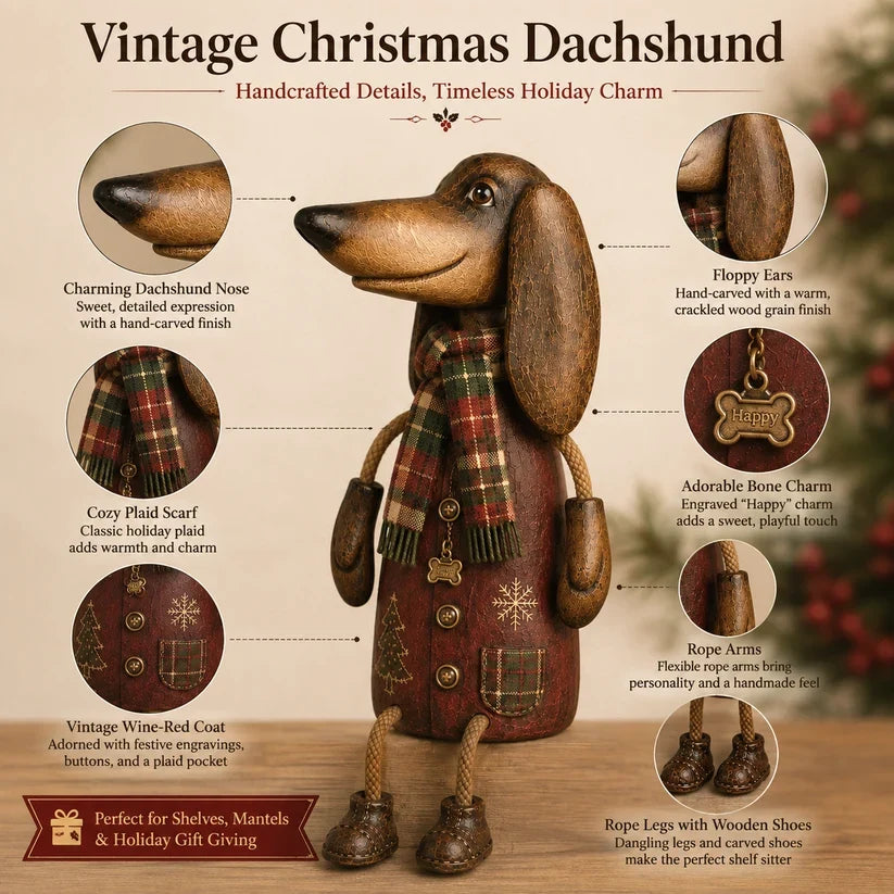 🏡Vintage Christmas Dachshund Shelf Sitter