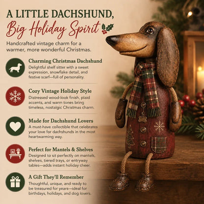 🏡Vintage Christmas Dachshund Shelf Sitter