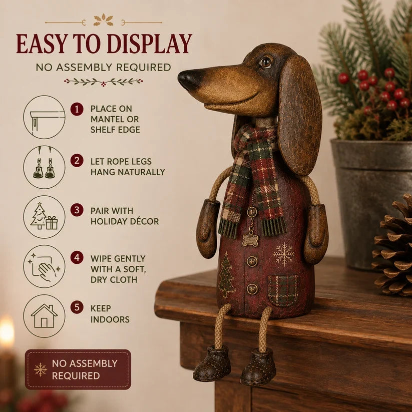 🏡Vintage Christmas Dachshund Shelf Sitter