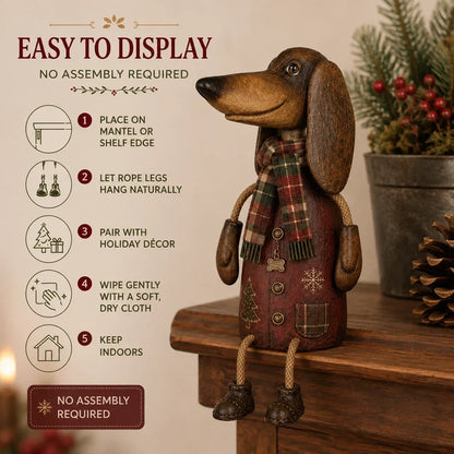 🏡Vintage Christmas Dachshund Shelf Sitter