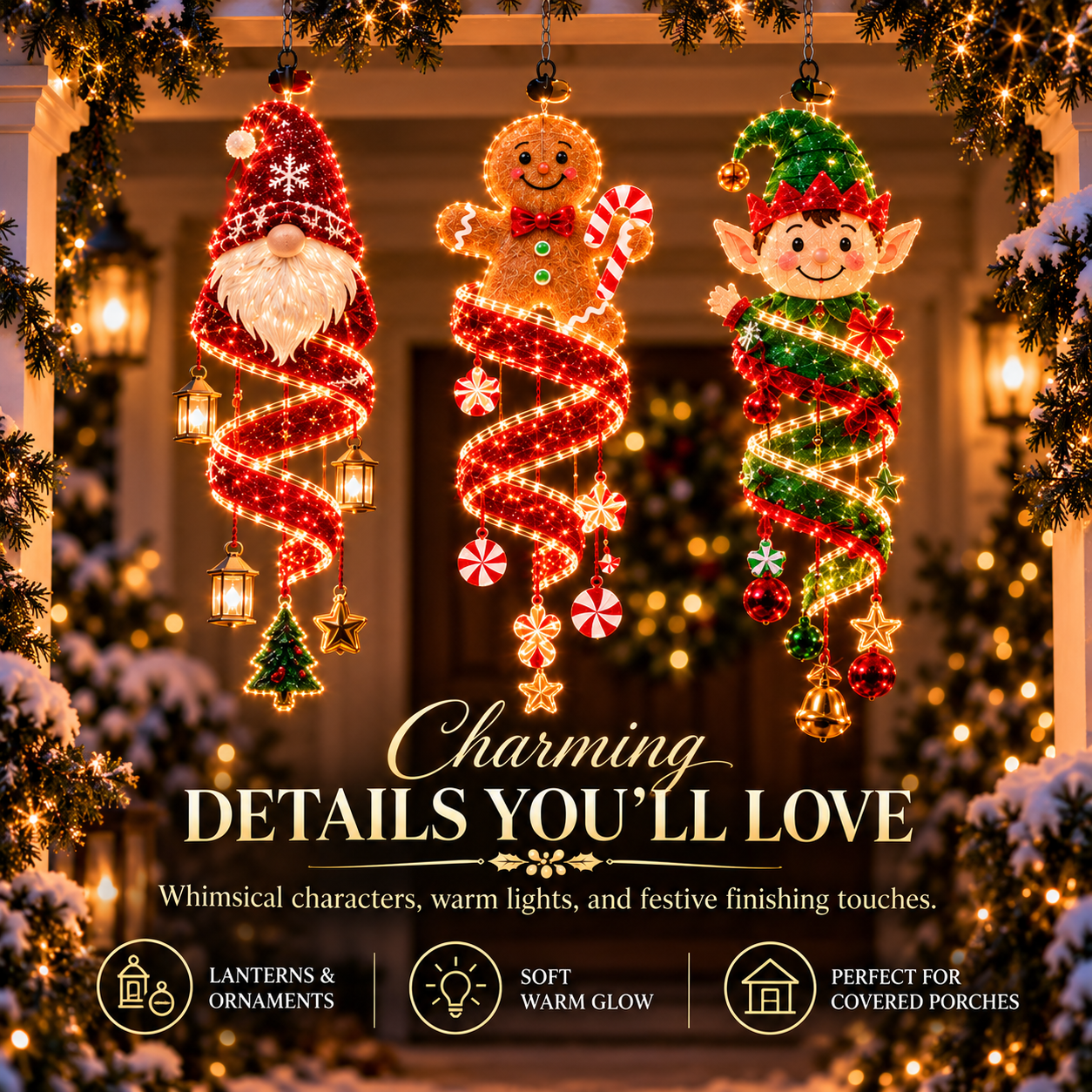 🎄 Christmas Magic Spiral™ Hanging LED Light Collection – 9 Festive Designs ✨