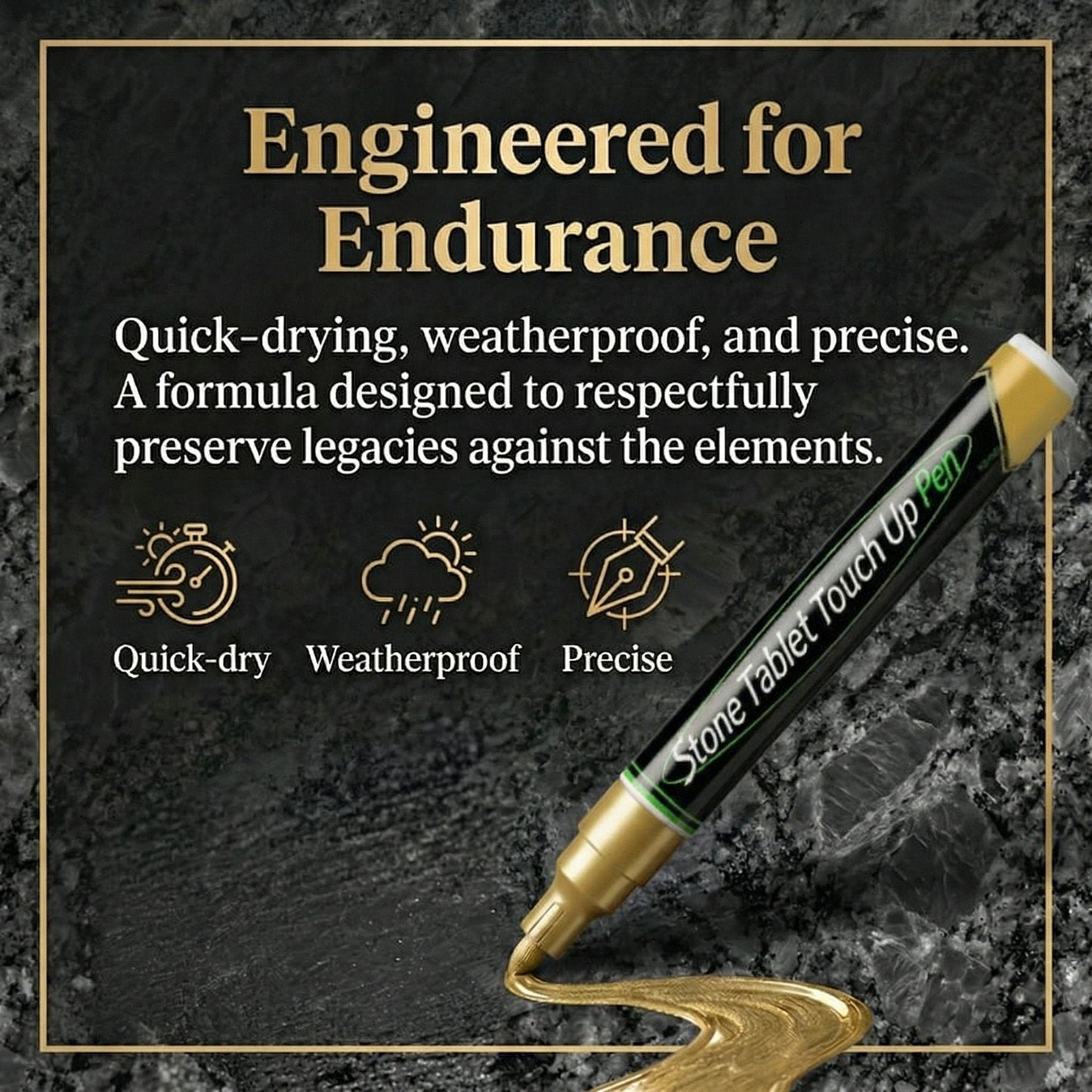 Golden Tombstone Marker Pen for Restoring Faded Grave Inscriptions