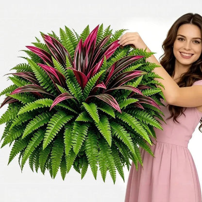 💥Summer Special🔥 UV-resistant artificial ferns & red dragon trees – Full, lush, and colorfast!