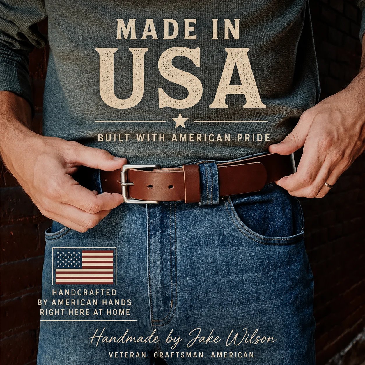 🔥 Handmade Full-grain Buffalo Leather Belt