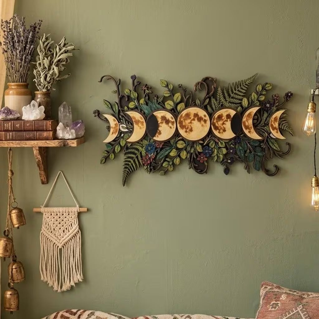 ⏳ Last Day 49% OFF – 🌙🌿 Botanical Moon Phase Wall Decor | Floral Lunar Cycle Wall Hanging for Witchy, Boho, Cottagecore & Celestial Home Décor ✨