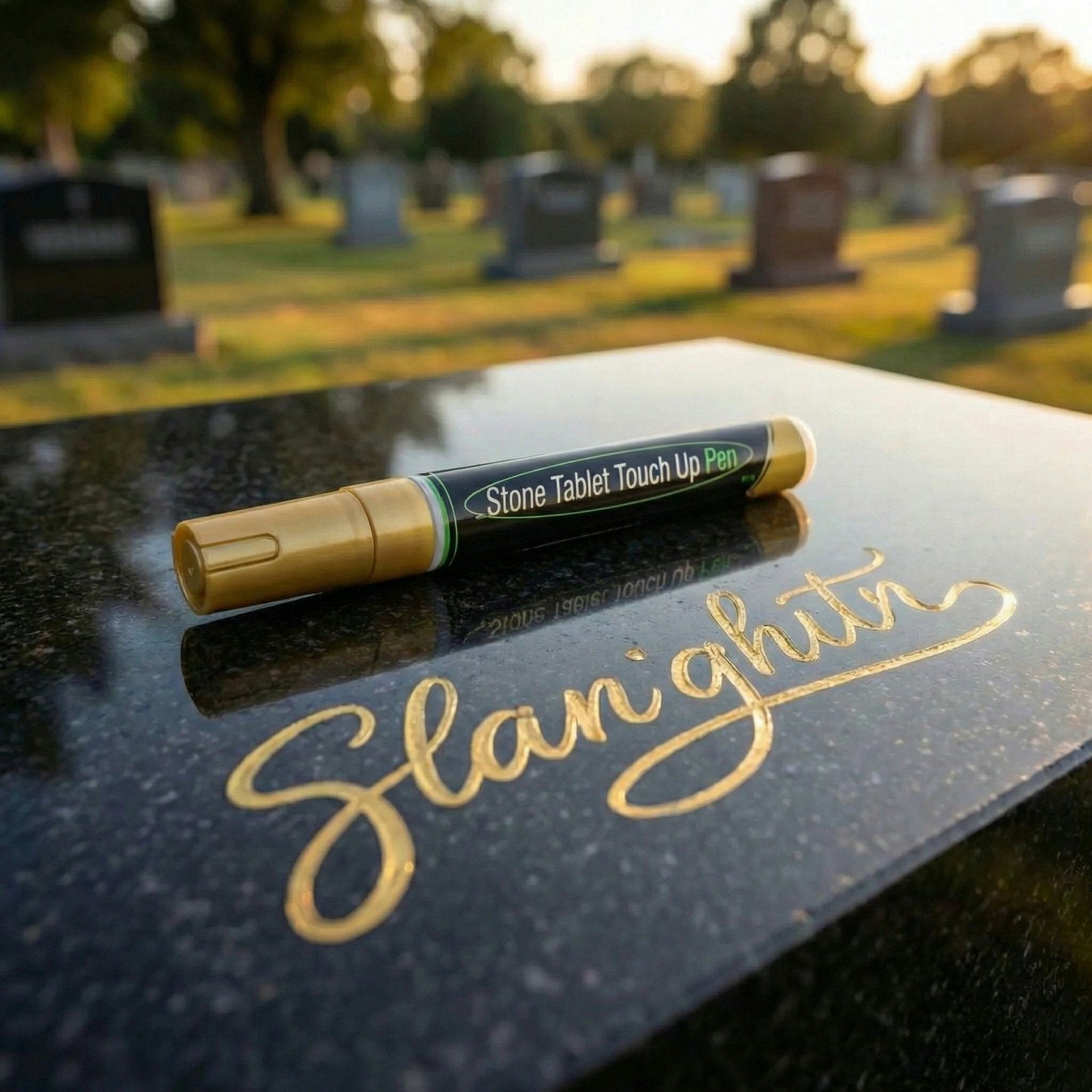 Golden Tombstone Marker Pen for Restoring Faded Grave Inscriptions