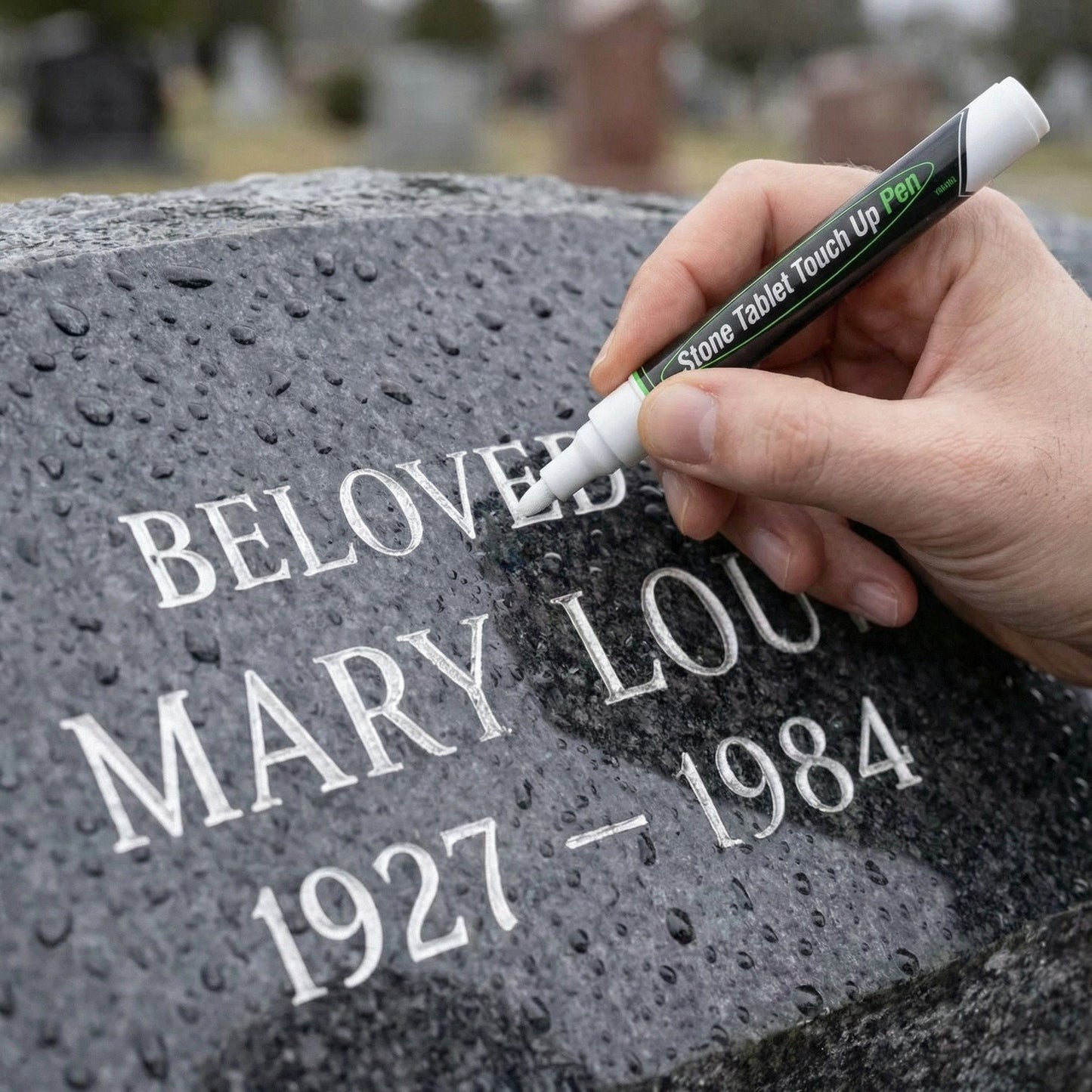 Golden Tombstone Marker Pen for Restoring Faded Grave Inscriptions