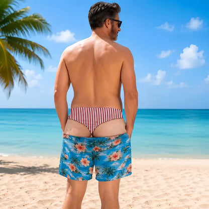 Leopard Print Denim Funny Beach Swim Trunks