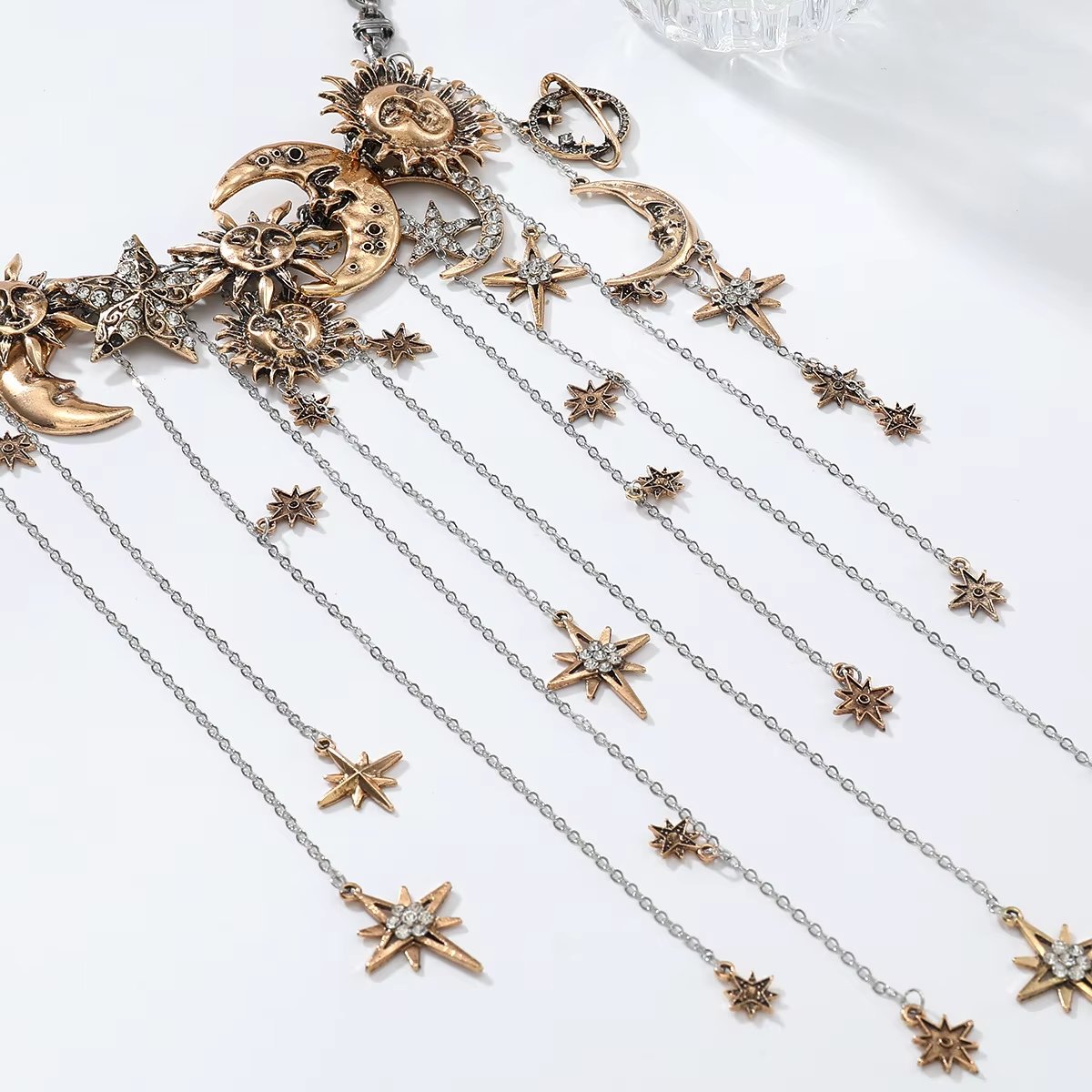 🔥LAST DAY SALE - ☀️Sun Moon Stars Multi Pendant Tassel Necklace🌙