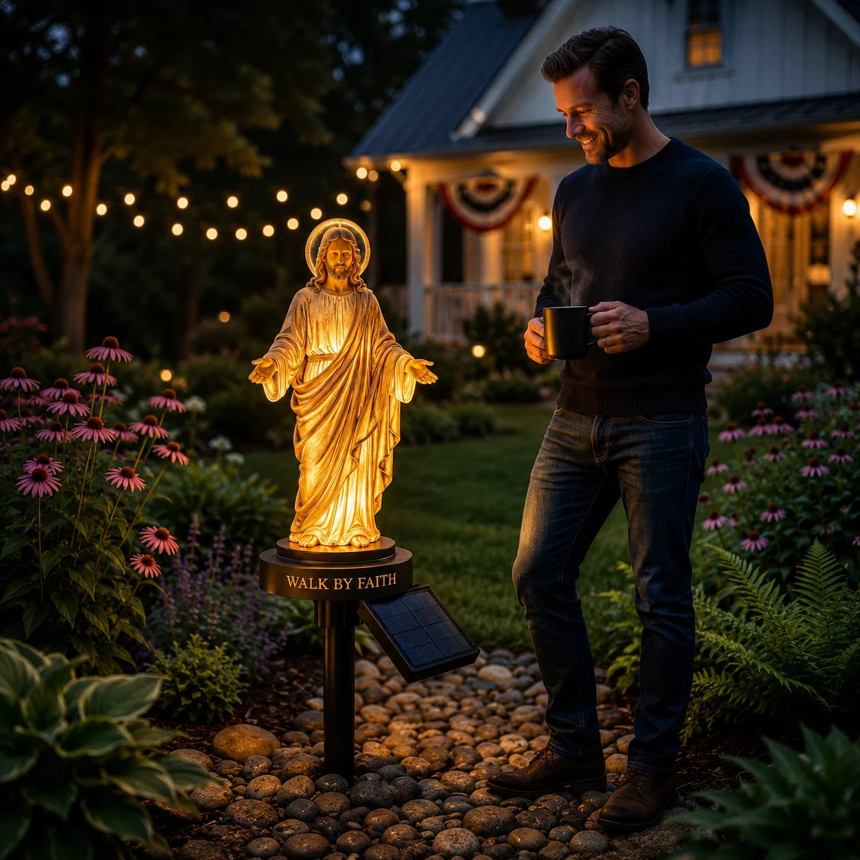 (🎁Last Day 49% OFF)🙏🏻Walk by Faith Solar Jesus Garden Light – A Peaceful Reminder of His Presence