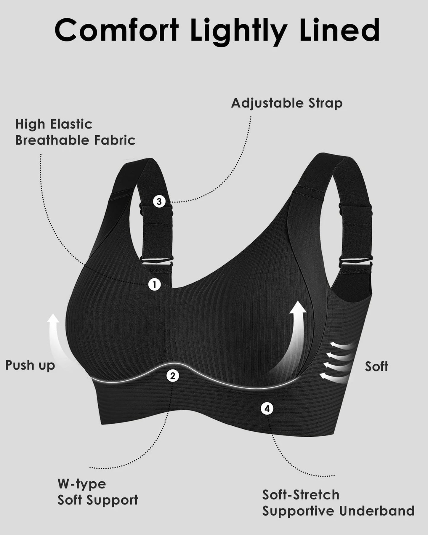 🎁Buy 1, get 3 packs🔥Ribbed knit bra with adjustable straps for women