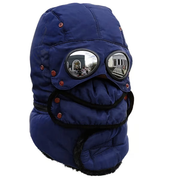 Windproof Winter Thermal Hat with Goggles