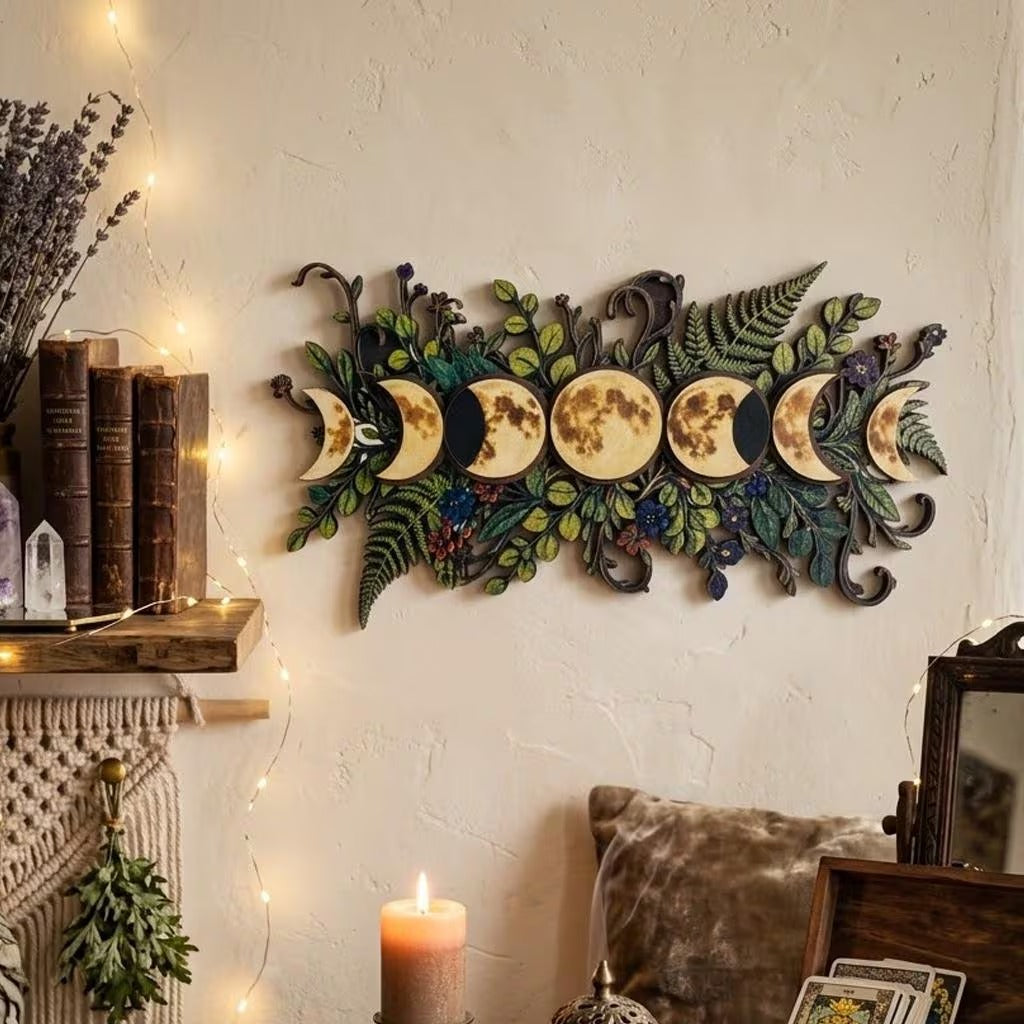 ⏳ Last Day 49% OFF – 🌙🌿 Botanical Moon Phase Wall Decor | Floral Lunar Cycle Wall Hanging for Witchy, Boho, Cottagecore & Celestial Home Décor ✨