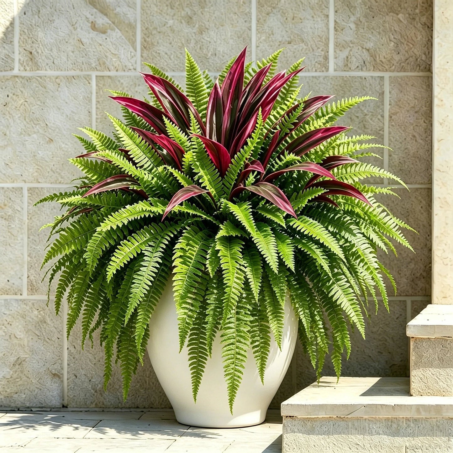 💥Summer Special🔥 UV-resistant artificial ferns & red dragon trees – Full, lush, and colorfast!