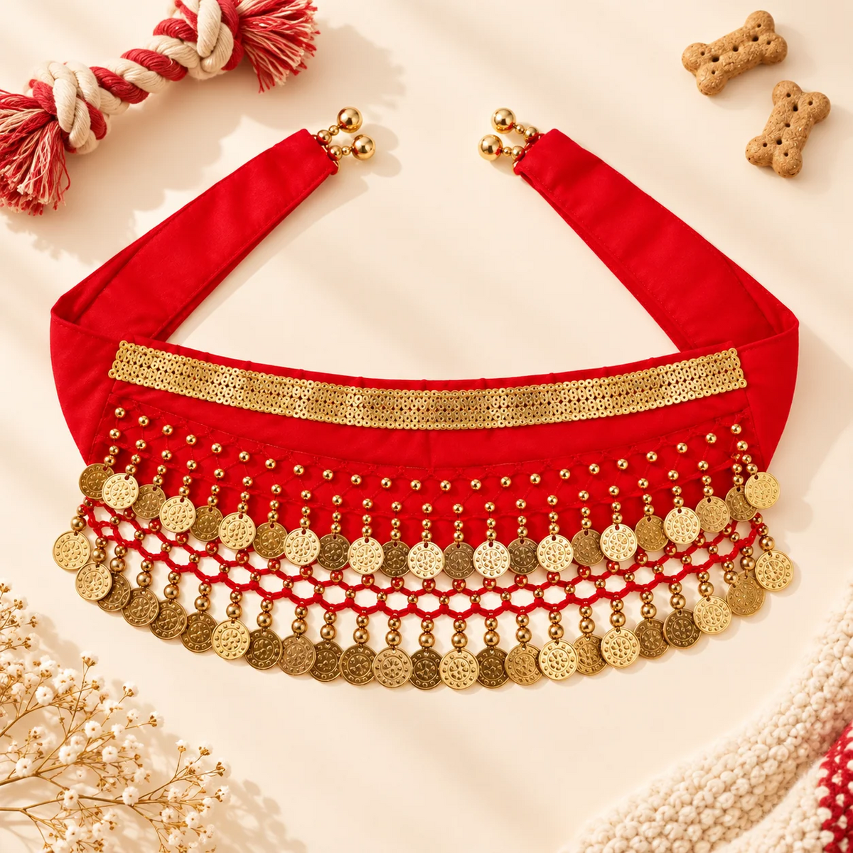 Pet Belly Dancing Hip Scarf & Coin Skirt for Dogs