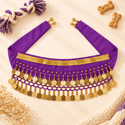 Pet Belly Dancing Hip Scarf & Coin Skirt for Dogs
