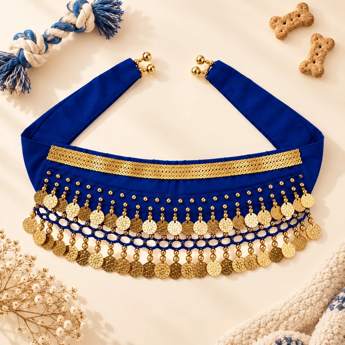 Pet Belly Dancing Hip Scarf & Coin Skirt for Dogs