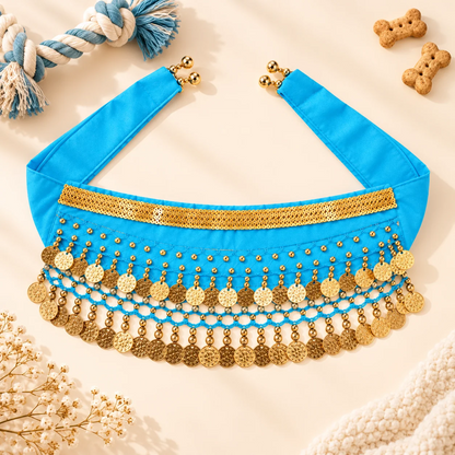 Pet Belly Dancing Hip Scarf & Coin Skirt for Dogs